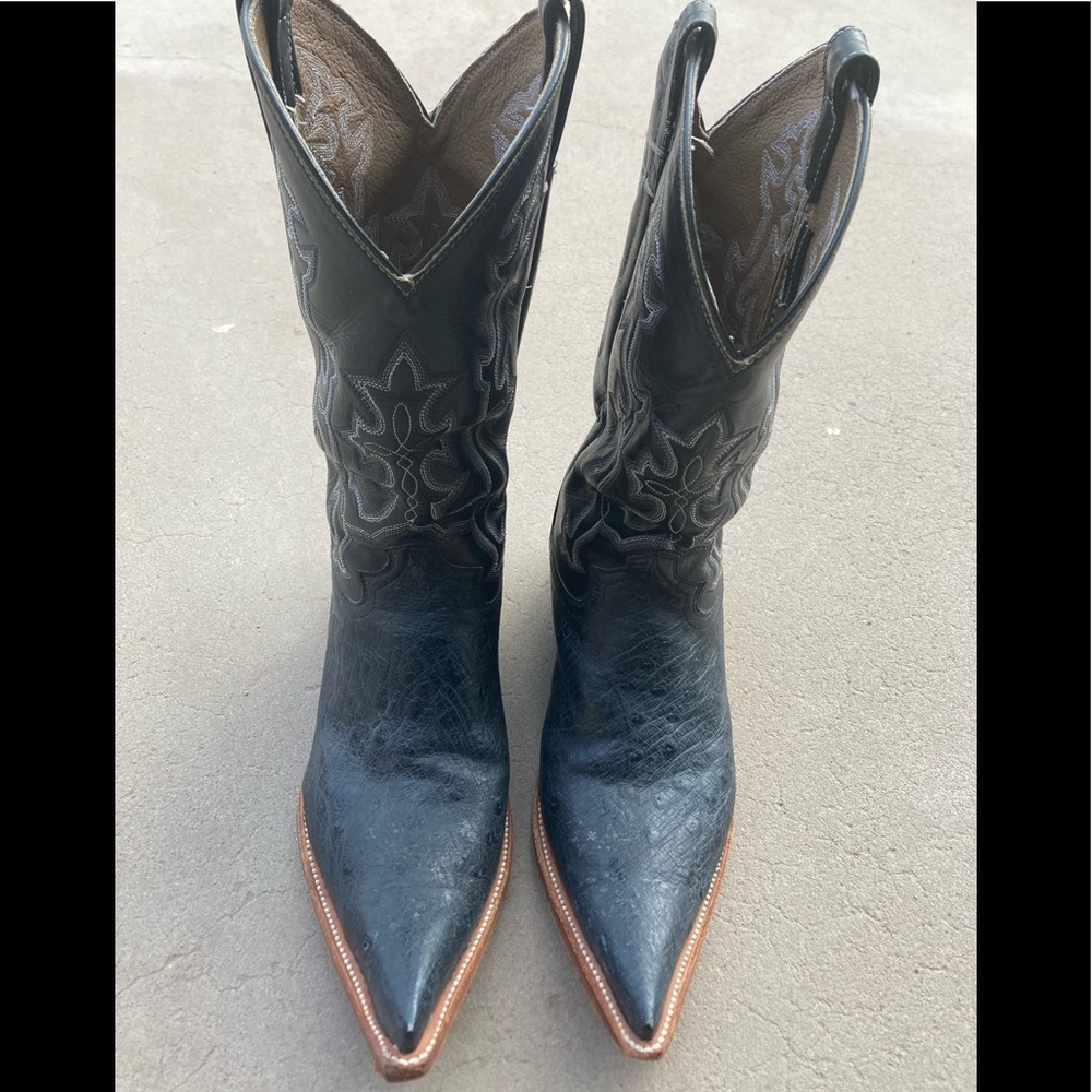 Full quill ostrich skin mens cowboy boots